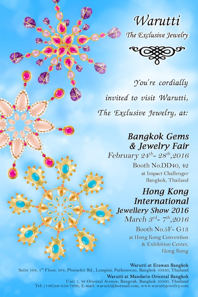 Bangkok Gems and Jewelry Fair 2016 and Hong Kong International Jewelry Show 2016 Invitation Card